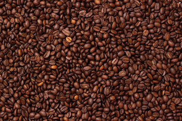 Grains coffee. Background from coffee beans. Roasted coffee beans. Brown coffee beans in whole background.