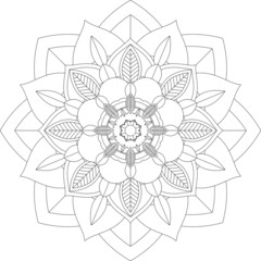 Easy Mandala coloring book simple and basic for beginners, seniors and children. Set of Mehndi flower pattern for Henna drawing and tattoo. Decoration in ethnic oriental, Indian style.