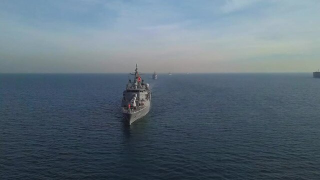 Guided Missile Frigate. Turkish Navy organised a Naval Parade in Bosphorus Strait to commemorate the victory over the allied armada 100 years ago