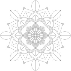 Easy Mandala coloring book simple and basic for beginners, seniors and children. Set of Mehndi flower pattern for Henna drawing and tattoo. Decoration in ethnic oriental, Indian style.