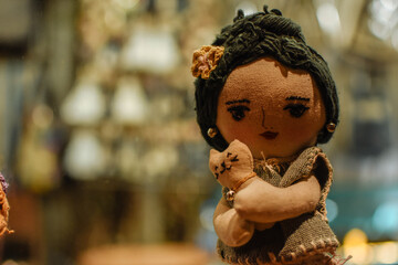Handmade fabric dolls made from natural dyed cotton.
