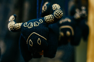Dye indigo color buffalo dolls. Lovely handmade buffalos doll. 
