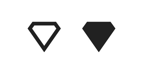 Crystal icon, diamond simple symbol, jewel concept logo, brilliant in vector flat