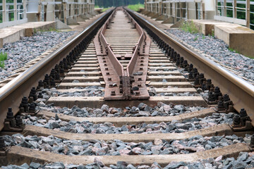 guard rails or check rails on the railway bridge