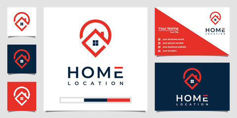 Home location logo templates with line art style and business card design