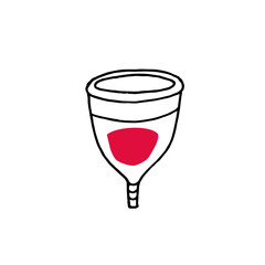 Menstrual cup hand drawn vector illustration, female hygiene product icon