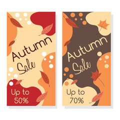 Obraz na płótnie Canvas Abstract Vector Illustration Autumn Sale Banner with Falling Autumn Leaves