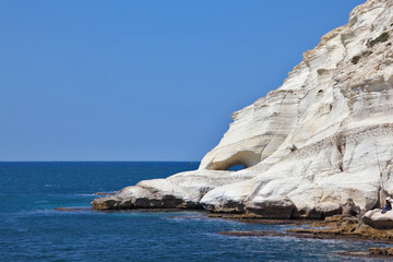 Fototapeta na wymiar Picturesque sea coast on border of Israel