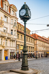 Prague, Czech republic - September 20, 2020. Karmelitska street without tourists during growing pandemy in Europe Covid-19