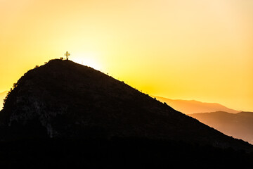 Salerno Italy Jesus cross mountain sunrise morning