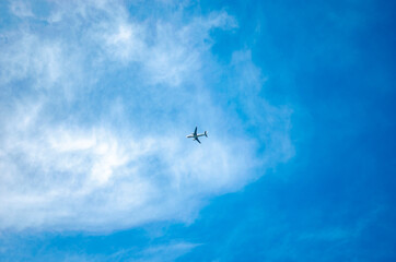 A single plane at the sky