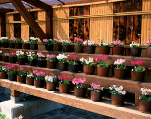 サクラソウの花壇