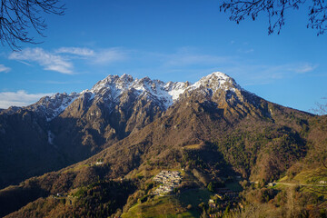 Panoramic view of Alben mount on a clear spring morning. Oneta - Orobie - Italian Alps