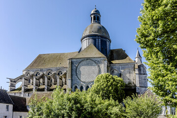 Naklejka premium Saint-Quiriace Collegiate church (erected in the XII century by Count Henri le Liberal) in medieval town of Provins, Seine-et-Marne, Ile-de-France, France.