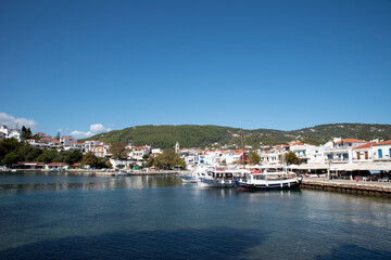 Naklejka na ściany i meble The beautiful island of Skiathos, Greece, a global tourist destination