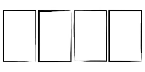 Hand drawn rectangular frame. Brush rectangle. Scrub the border. Rough sketch of a rectangle. Vector illustration. Stock image.
