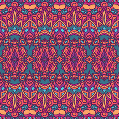 Vector seamless pattern ethnic tribal geometric psychedelic colorful print