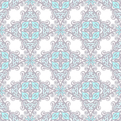 Blue abstract geometric mosaic vintage seamless pattern ornamental.