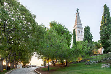 Picture of the church of holy Euphemia in Rovinj in the morning light without people