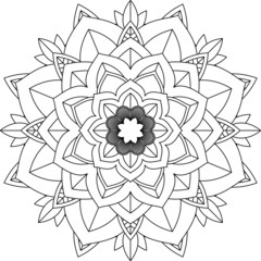 Easy Mandala coloring book simple and basic for beginners, seniors and children. Set of Mehndi flower pattern for Henna drawing and tattoo. Decoration in ethnic oriental, Indian style.