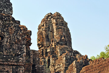 Fototapeta premium Stone statues in the Bayon temple of the Angkor complex