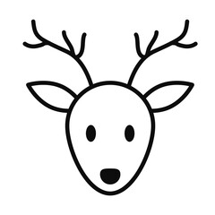 cartoon deer head icon, line style