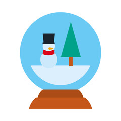 christmas snow ball icon, flat style