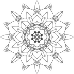 Easy Mandala coloring book simple and basic for beginners, seniors and children. Set of Mehndi flower pattern for Henna drawing and tattoo. Decoration in ethnic oriental, Indian style.