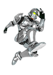 crusher combat is jumping in white background