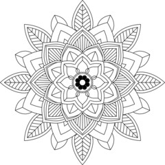 Easy Mandala coloring book simple and basic for beginners, seniors and children. Set of Mehndi flower pattern for Henna drawing and tattoo. Decoration in ethnic oriental, Indian style.