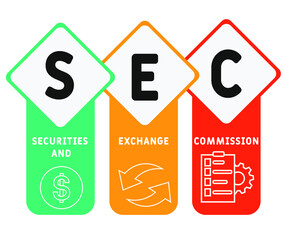 SEC - Securities and Exchange Commission acronym  business concept background. vector illustration concept with keywords and icons. lettering illustration with icons for web banner, flyer, landing pag