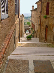 Italy, Marche, Ostra Vetere , typical city medieval steps.