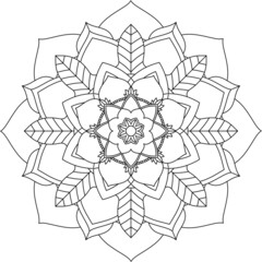 Easy Mandala coloring book simple and basic for beginners, seniors and children. Set of Mehndi flower pattern for Henna drawing and tattoo. Decoration in ethnic oriental, Indian style.