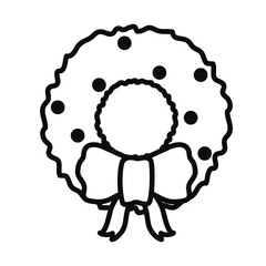 christmas crown with decorative bow, line style