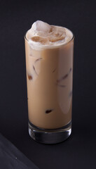 coffee latte in glass with ice
