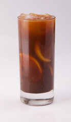 A fresh cold cocktail with coffee and orange slices