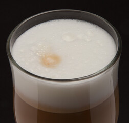 milk foam on a coffee, close up