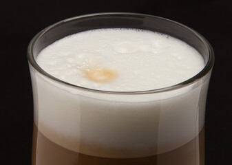 milk foam on a coffee, close up