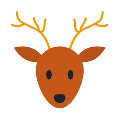 cartoon deer head icon, flat style