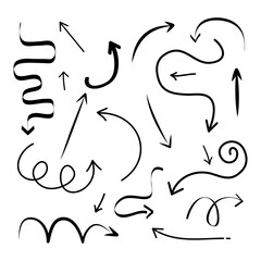 Black doodle arrows vector set