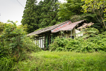 Fototapeta na wymiar 日本の放棄され廃屋になった木造の建物