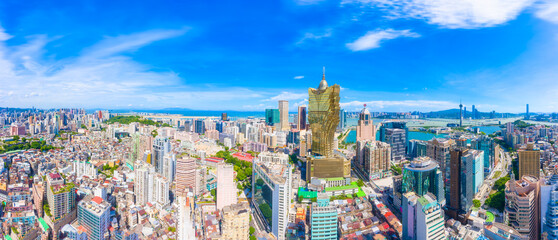 Aerial photography of Macao Peninsula City Scenery in China