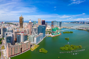 Fototapeta premium Aerial photography of Macao Peninsula City Scenery in China