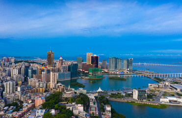 Obraz premium Aerial photography of Macao Peninsula City Scenery in China