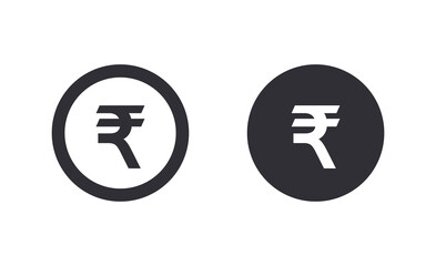Rupee sign. Coin icon. Rupee symbol. Indian currency. Vector money symbol. Bank payment symbol. Finance symbol. Currency exchange. Rupee money. Financial operations. Cash icon. World economics.
