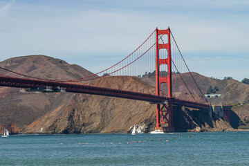 Scenic view of the Golden Gate Bridge and the ocean.