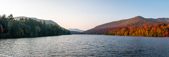A stunning panoramic image of foliage in the Adirondack Mountains.  - 382024805