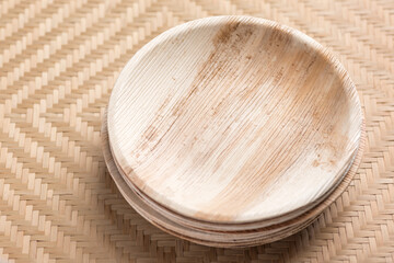 Betel palm leaf plate (Biodegradable plate, Compostable plate or Eco friendly disposable plate) on...