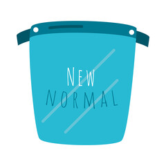 new normal design with face shield icon, flat style