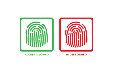 affirmative and denied access fingerprint symbol for internet, vector . Access accept and deny vector icons